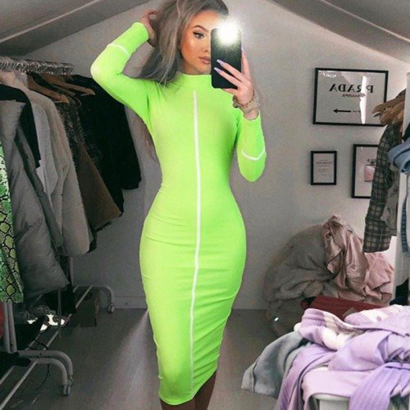 Plus Size Neon Green Midi Dress With Long Sleeves, Loose Fit, Button  Bootstrap 5 Up Slit, And Sexy Style For Women From Your01, $38.74