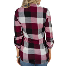 Load image into Gallery viewer, V-neck plaid printed casual Blouse
