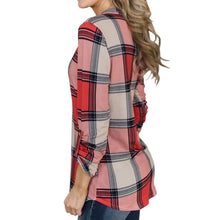 Load image into Gallery viewer, V-neck plaid printed casual Blouse
