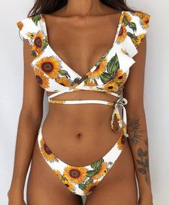 New split printed Bikini Swimsuit