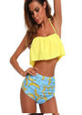 High-waist striped bikini Swimsuit, ruffled Swimsuit