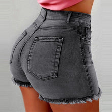 Load image into Gallery viewer, Women&#39;s fringed high-rise denim Shorts
