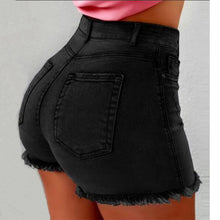 Load image into Gallery viewer, Women&#39;s fringed high-rise denim Shorts
