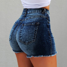 Load image into Gallery viewer, Women&#39;s fringed high-rise denim Shorts
