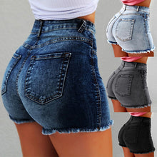 Load image into Gallery viewer, Women&#39;s fringed high-rise denim Shorts
