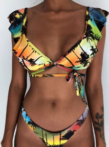 New split printed Bikini Swimsuit