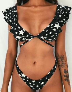 New split printed Bikini Swimsuit