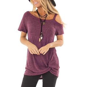 Twisted T-shirt short sleeve strapless Tops