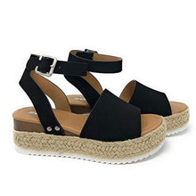 Load image into Gallery viewer, Hemp rope wedge light bottom fish mouth Women Sandals
