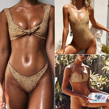 Load image into Gallery viewer, Leopard print bikini knotted Swimsuit
