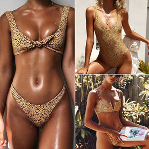 Leopard print bikini knotted Swimsuit