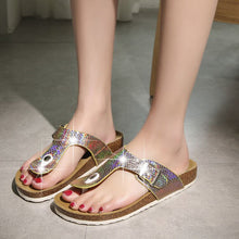 Load image into Gallery viewer, Women&#39;s colorful rhinestone flip-flops， Fashion Sandals
