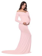 Load image into Gallery viewer, Mercerized Cotton Maternity V-Neck Tail Dress Long Dress
