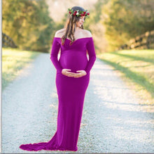 Load image into Gallery viewer, Mercerized Cotton Maternity V-Neck Tail Dress Long Dress
