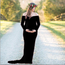 Load image into Gallery viewer, Mercerized Cotton Maternity V-Neck Tail Dress Long Dress
