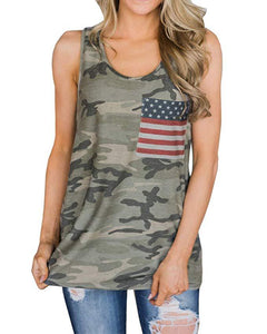 Camouflage stitching American flag pocket sleeveless  Vest