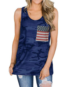 Camouflage stitching American flag pocket sleeveless  Vest