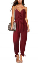 Load image into Gallery viewer, Sexy backless tether deep V-neck strap cotton long jumpsuit
