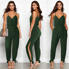 Load image into Gallery viewer, Sexy backless tether deep V-neck strap cotton long jumpsuit
