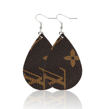 Load image into Gallery viewer, Fashionable leather Earrings, floral lattice drop Earrings
