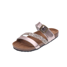 Load image into Gallery viewer, Cork slippers rhinestone sequined beach Sandals
