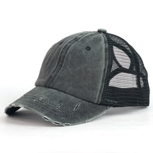 Load image into Gallery viewer, Washed sun Hat, contrasting ponytail Baseball Cap, broken edge mesh Cap
