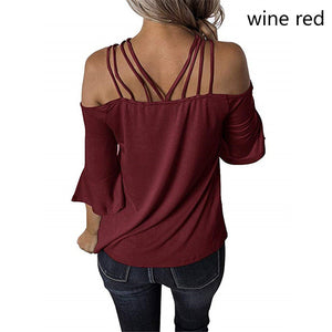 Women's shoulder strap T-shirt