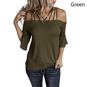 Women's shoulder strap T-shirt