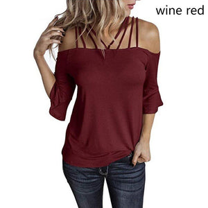 Women's shoulder strap T-shirt