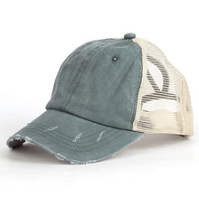 Load image into Gallery viewer, Washed sun Hat, contrasting ponytail Baseball Cap, broken edge mesh Cap
