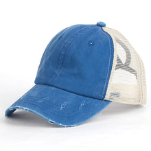 Load image into Gallery viewer, Washed sun Hat, contrasting ponytail Baseball Cap, broken edge mesh Cap
