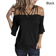 Load image into Gallery viewer, Women&#39;s shoulder strap T-shirt
