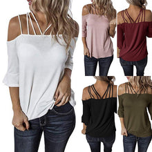 Load image into Gallery viewer, Women&#39;s shoulder strap T-shirt
