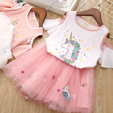 Load image into Gallery viewer, Children&#39;s cartoon short-sleeved T-shirt princess Dress
