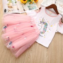 Load image into Gallery viewer, Children&#39;s cartoon short-sleeved T-shirt princess Dress
