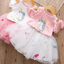 Load image into Gallery viewer, Children&#39;s cartoon short-sleeved T-shirt princess Dress
