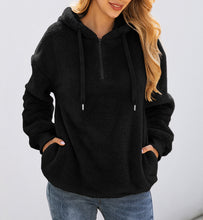 Load image into Gallery viewer, Fashion zipper pocket hooded plush sweater, Sherpa Pullover
