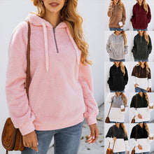 Load image into Gallery viewer, Fashion zipper pocket hooded plush sweater, Sherpa Pullover
