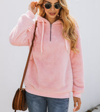 Load image into Gallery viewer, Fashion zipper pocket hooded plush sweater, Sherpa Pullover
