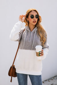 Fashion zipper pocket hooded plush sweater, Sherpa Pullover