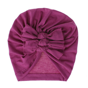 Soft knitted fabric pleated bow Baby Hat