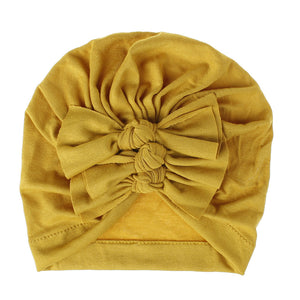 Soft knitted fabric pleated bow Baby Hat