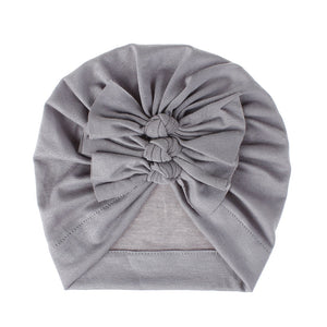 Soft knitted fabric pleated bow Baby Hat