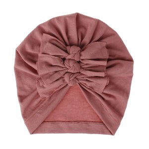 Soft knitted fabric pleated bow Baby Hat