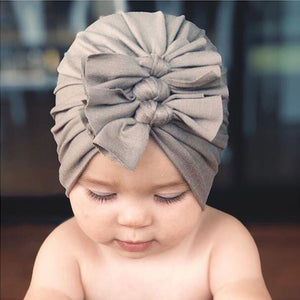 Soft knitted fabric pleated bow Baby Hat