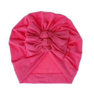 Soft knitted fabric pleated bow Baby Hat