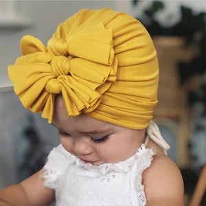 Soft knitted fabric pleated bow Baby Hat