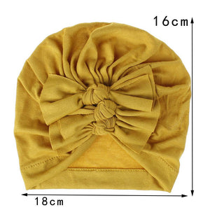 Soft knitted fabric pleated bow Baby Hat