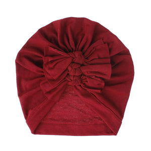 Soft knitted fabric pleated bow Baby Hat