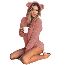 Load image into Gallery viewer, Solid color long sleeve hooded cute women&#39;s Jumpsuit
